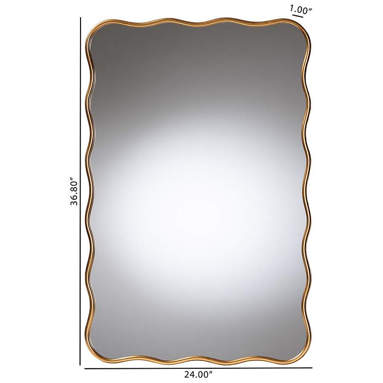 Image 4 Baxton Studio Cassara Gold Scalloped Rectangular Wall Mirror more views
