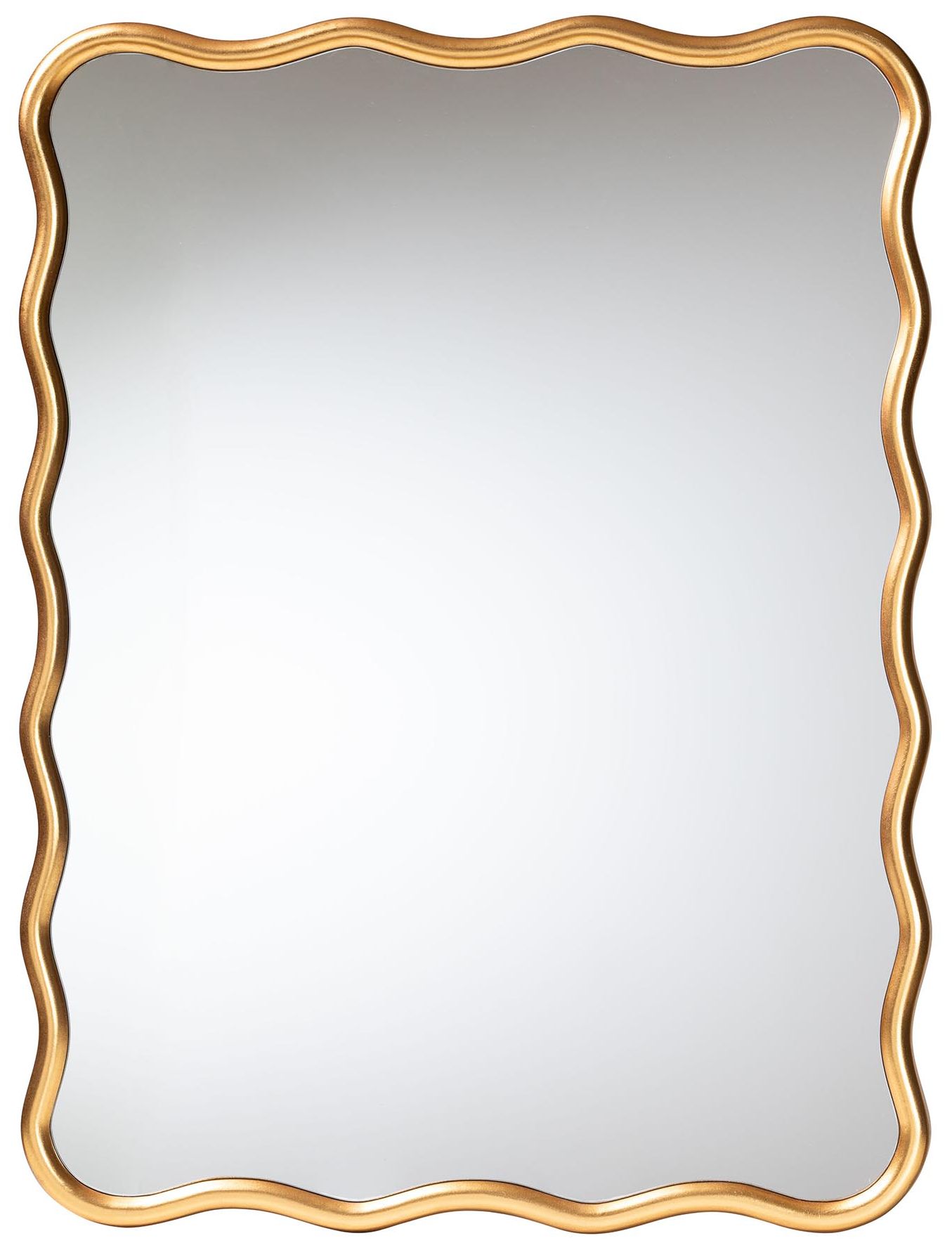 Image 2 Baxton Studio Cassara Gold Scalloped Rectangular Wall Mirror