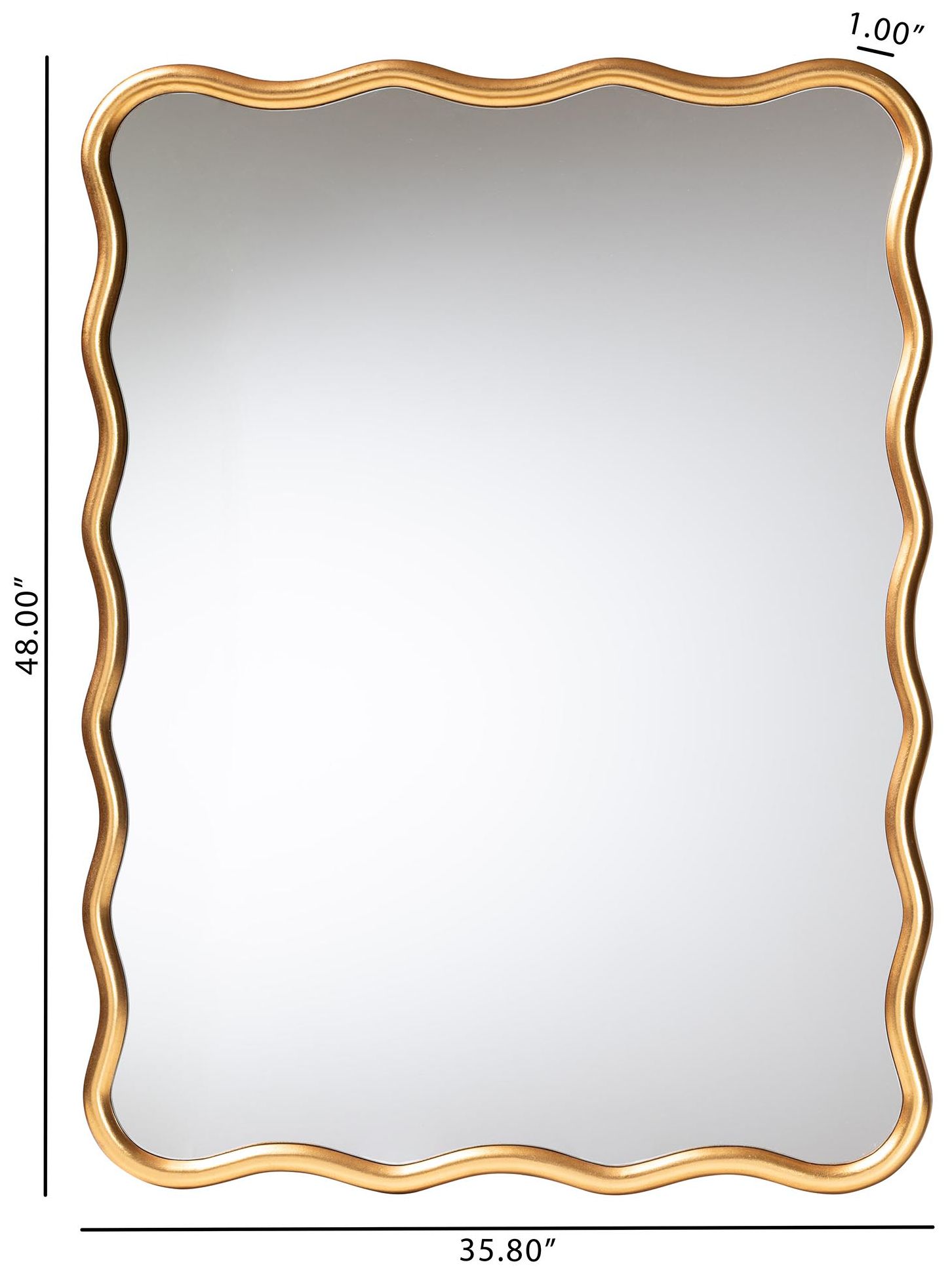 Image 5 Baxton Studio Cassara Gold Scalloped Rectangular Wall Mirror more views