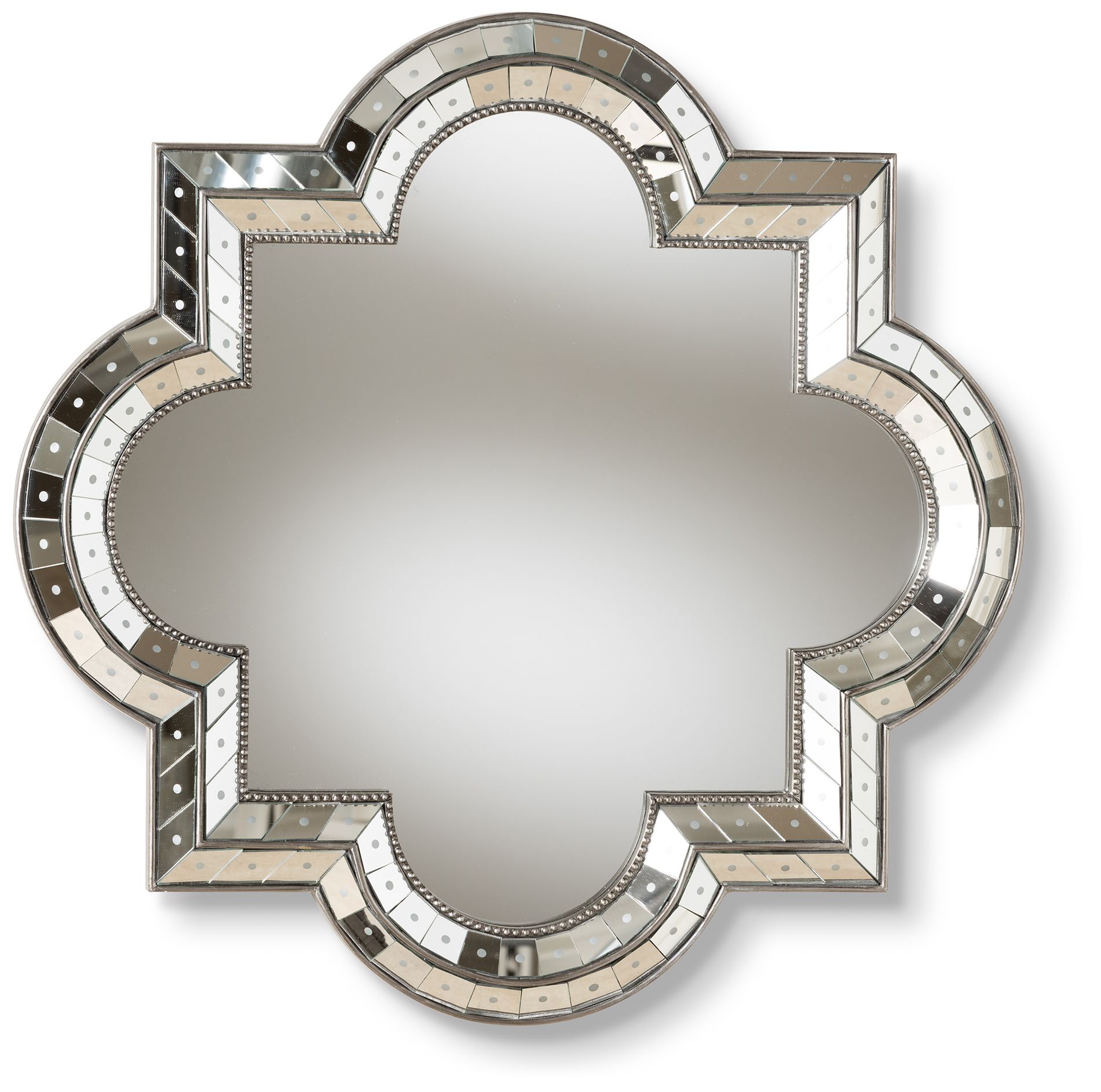 Image 2 Baxton Studio Catia Antique Silver Finished Quatrefoil Accent Wall Mirror