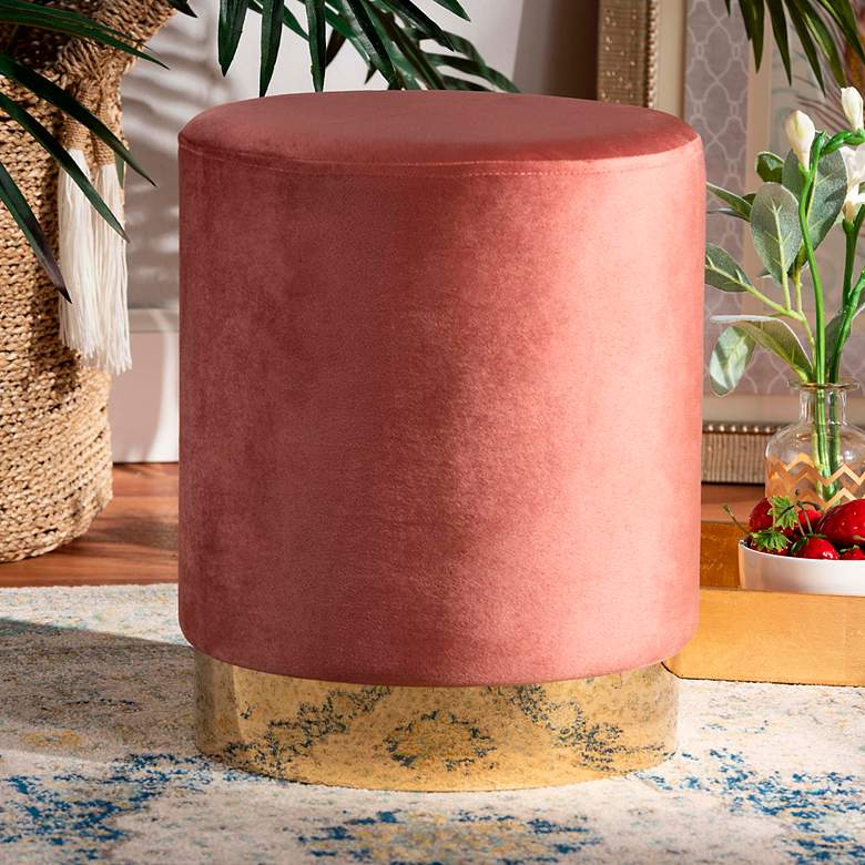 Image 1 Baxton Studio Chaela Blush Pink Velvet Ottoman