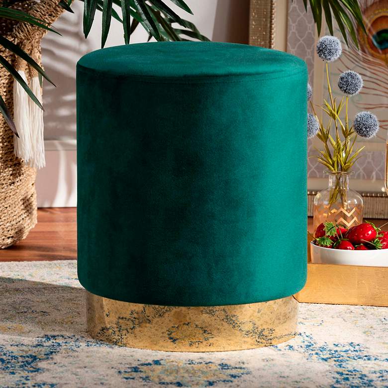 Image 1 Baxton Studio Chaela Green Velvet Ottoman