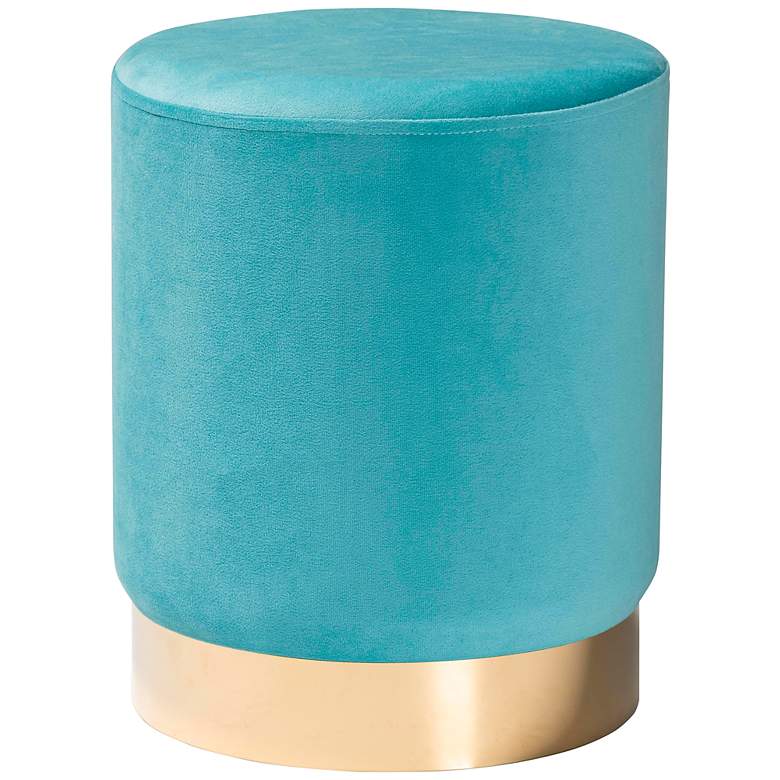 Image 2 Baxton Studio Chaela Sky Blue Velvet Ottoman
