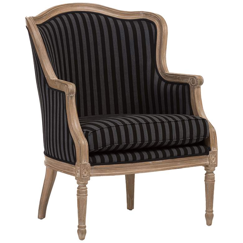 Image 1 Baxton Studio Charlemagne Black and Gray Striped Traditional Accent Chair