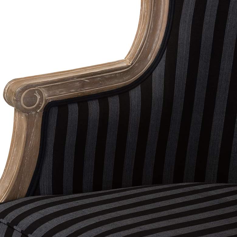 Image 3 Baxton Studio Charlemagne Black and Gray Striped Traditional Accent Chair more views
