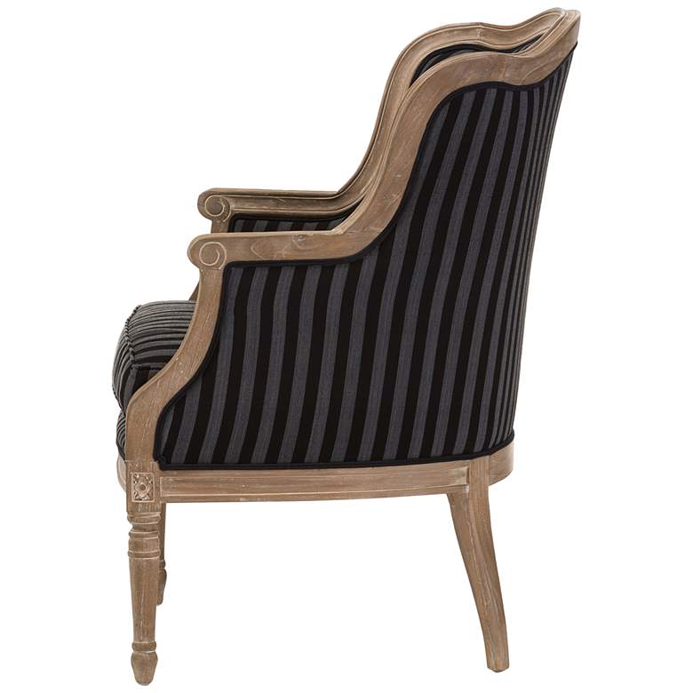 Image 4 Baxton Studio Charlemagne Black and Gray Striped Traditional Accent Chair more views
