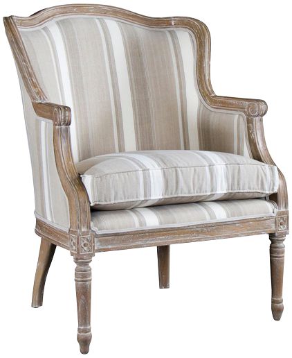 Baxton Studio Charlemagne Brown Stripes Accent Chair 1R589