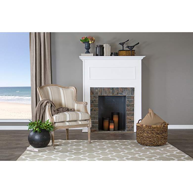 Image 2 Baxton Studio Charlemagne Brown Stripes Accent Chair more views