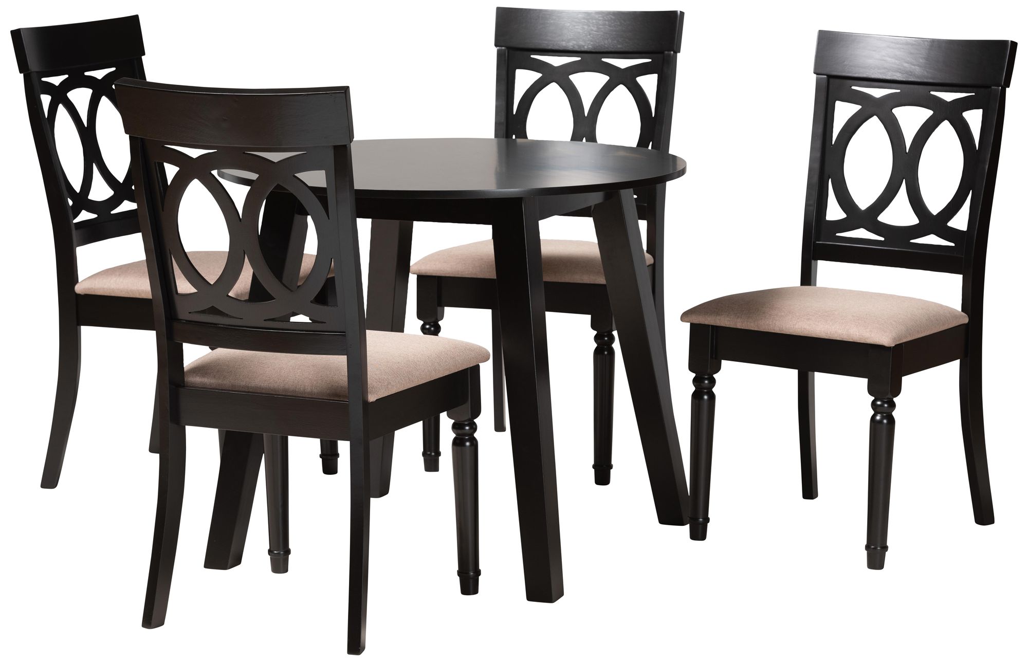 Image 2 Baxton Studio Charlottle Beige Fabric 5-Piece Dining Set