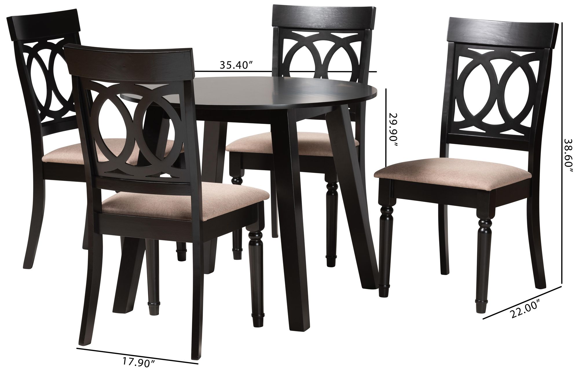 Baxton Studio Charlottle Beige Fabric 5-Piece Dining Set