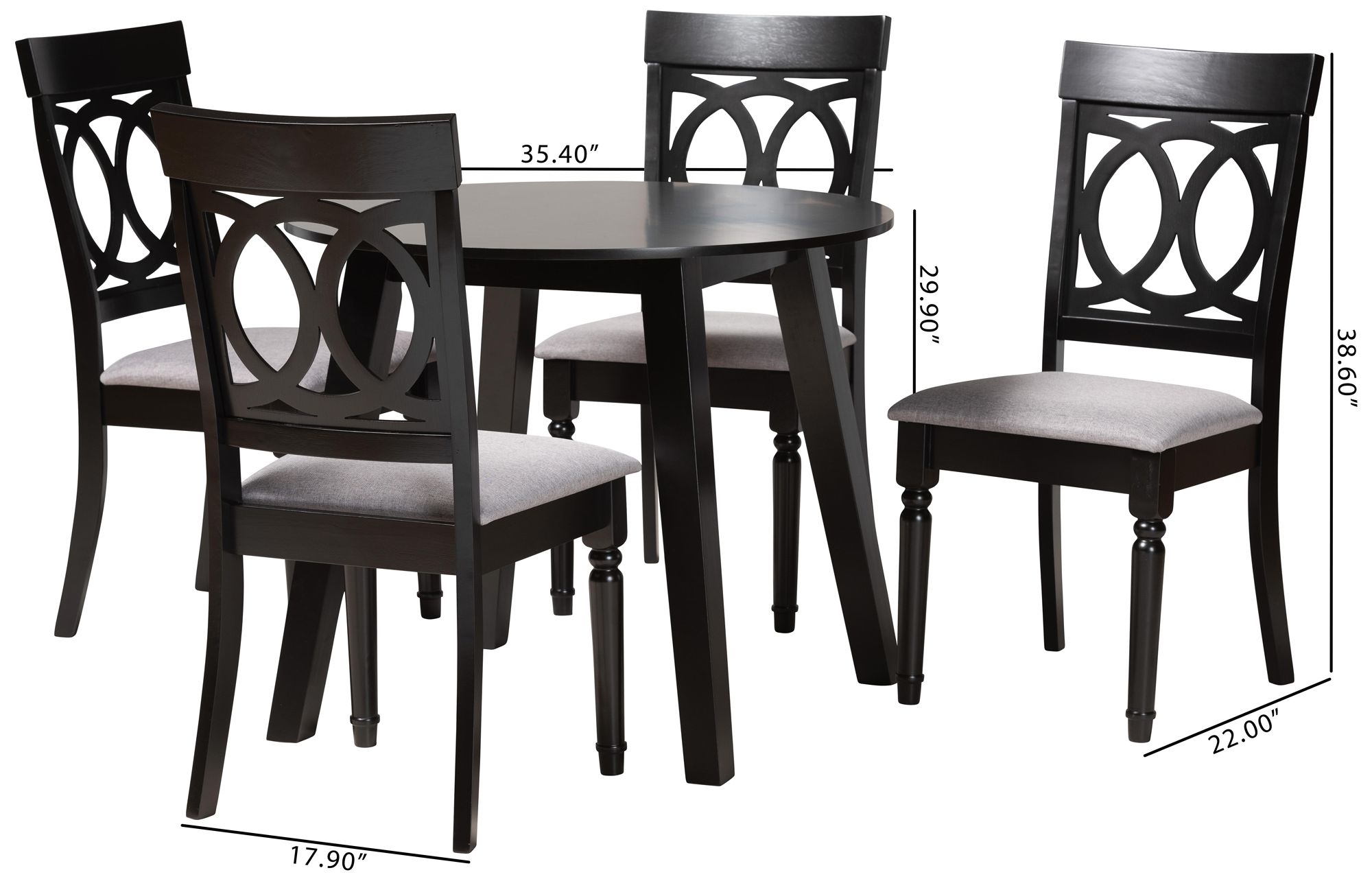 Baxton Studio Charlottle Gray Fabric 5-Piece Dining Set