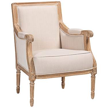 Baxton Studio Chavanon Light Beige Linen Fabric Accent Chair