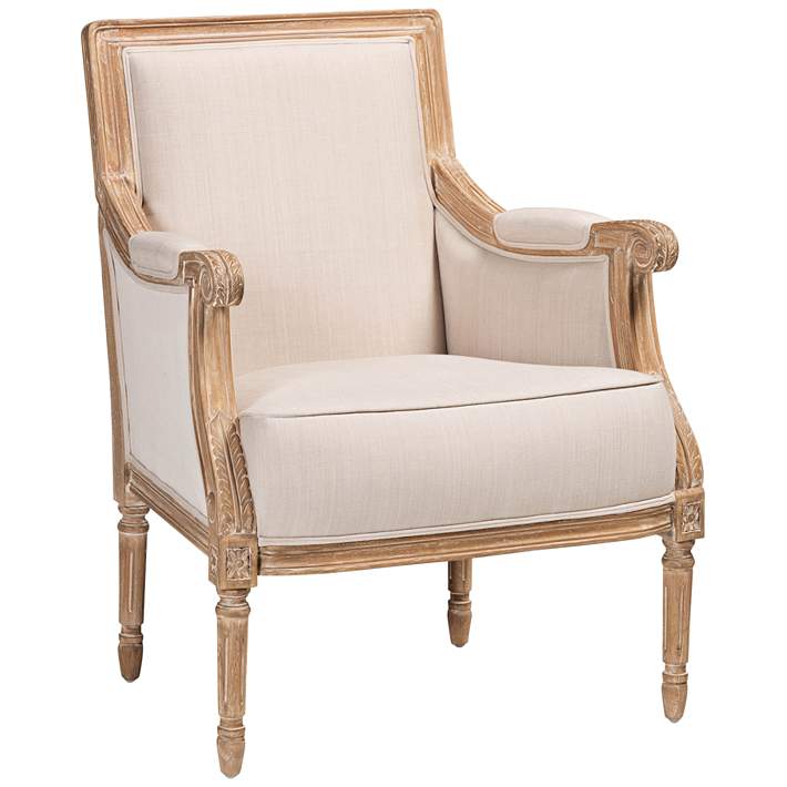 Baxton Studio Chavanon Wood & Light Beige Linen Traditional French Accent Chair Baxton Studio Chavanon Wood & Light Beige Linen Traditional French Accent Chair
