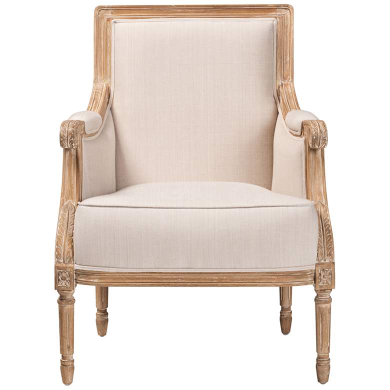 Image 5 Baxton Studio Chavanon Light Beige Linen Fabric Accent Chair more views