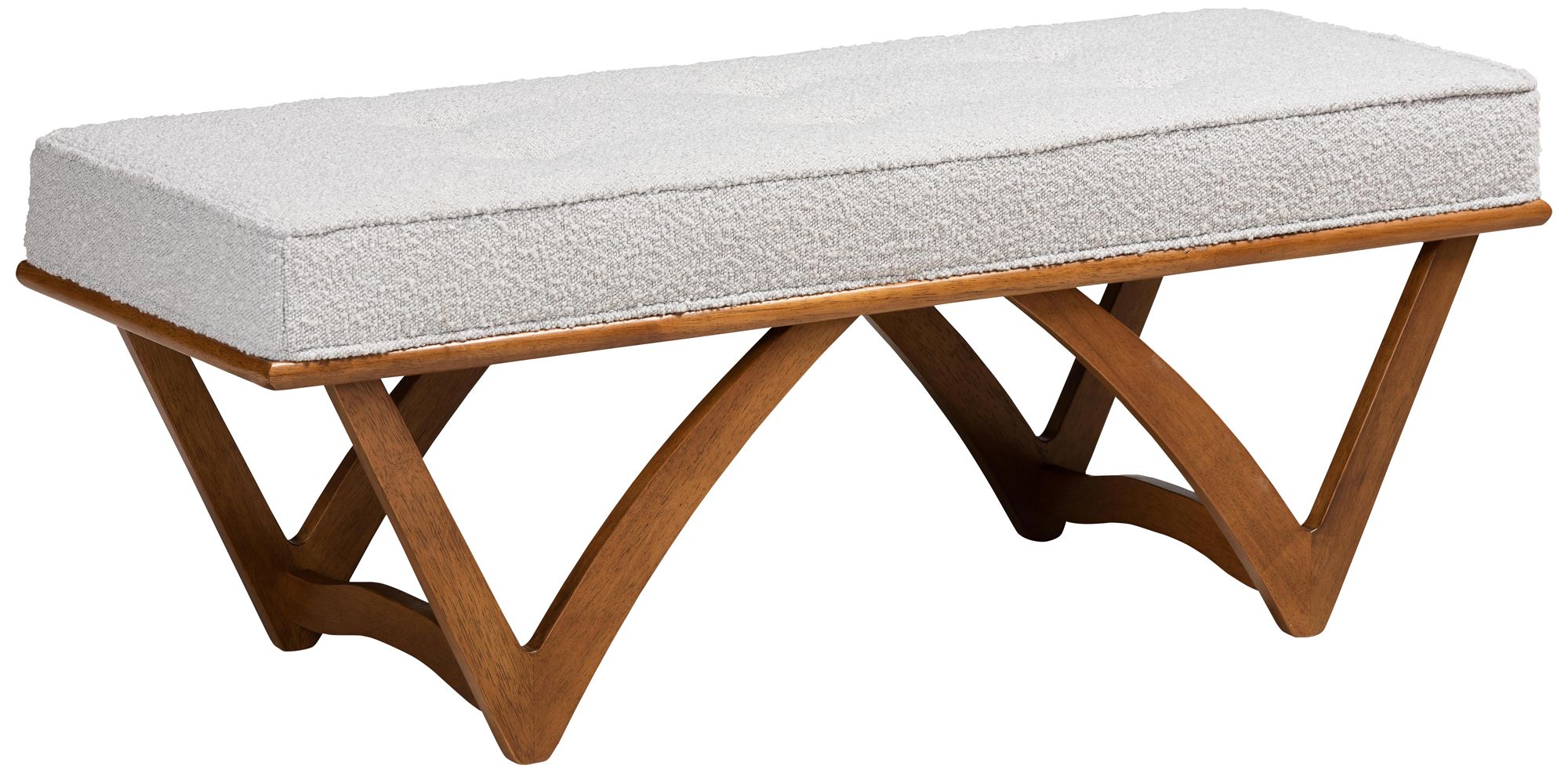 Image 2 Baxton Studio Chenoa Boucle Fabric Wood Bench