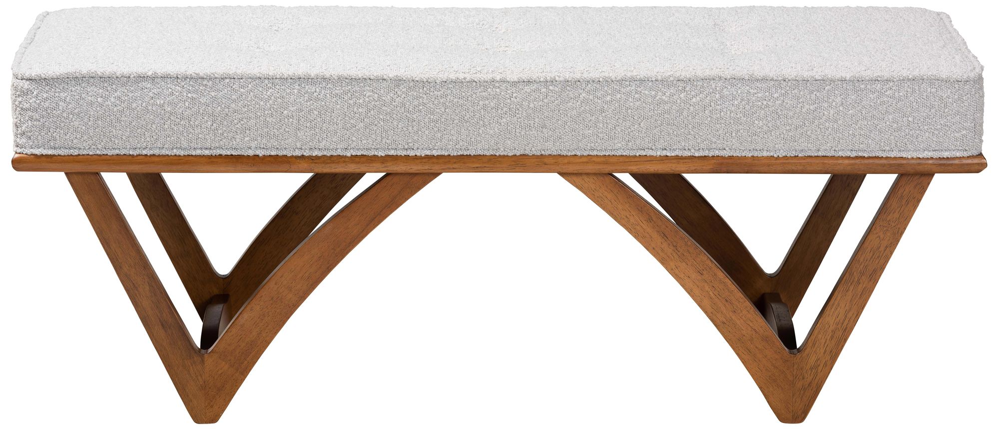 Image 5 Baxton Studio Chenoa Boucle Fabric Wood Bench more views