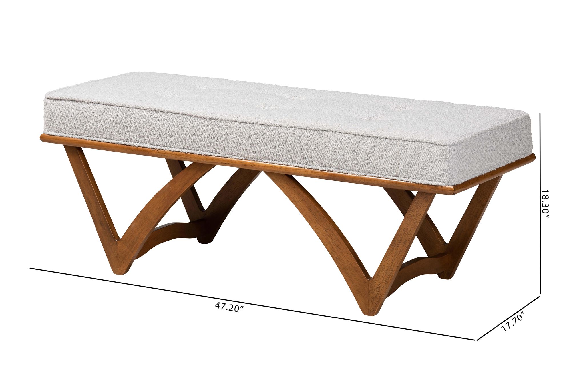 Image 7 Baxton Studio Chenoa Boucle Fabric Wood Bench more views