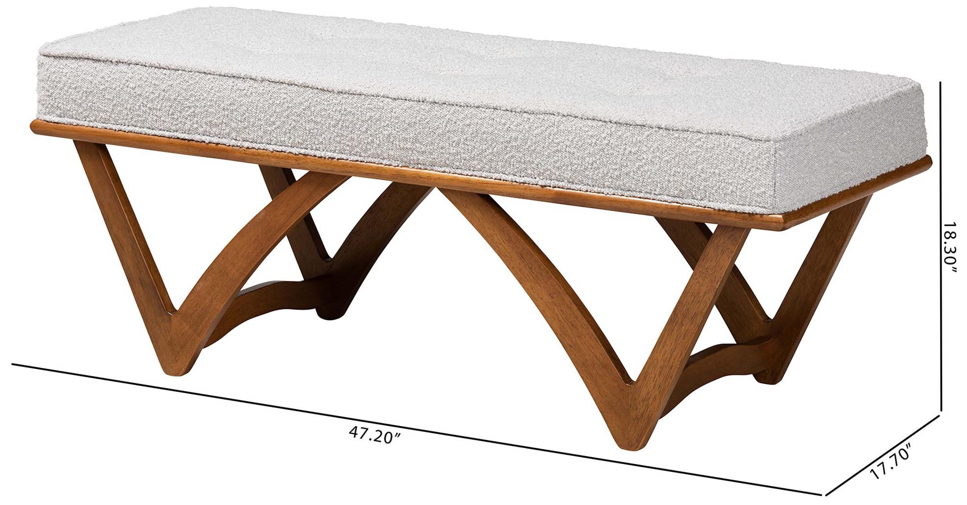 Baxton Studio Chenoa Boucle Fabric Wood Bench