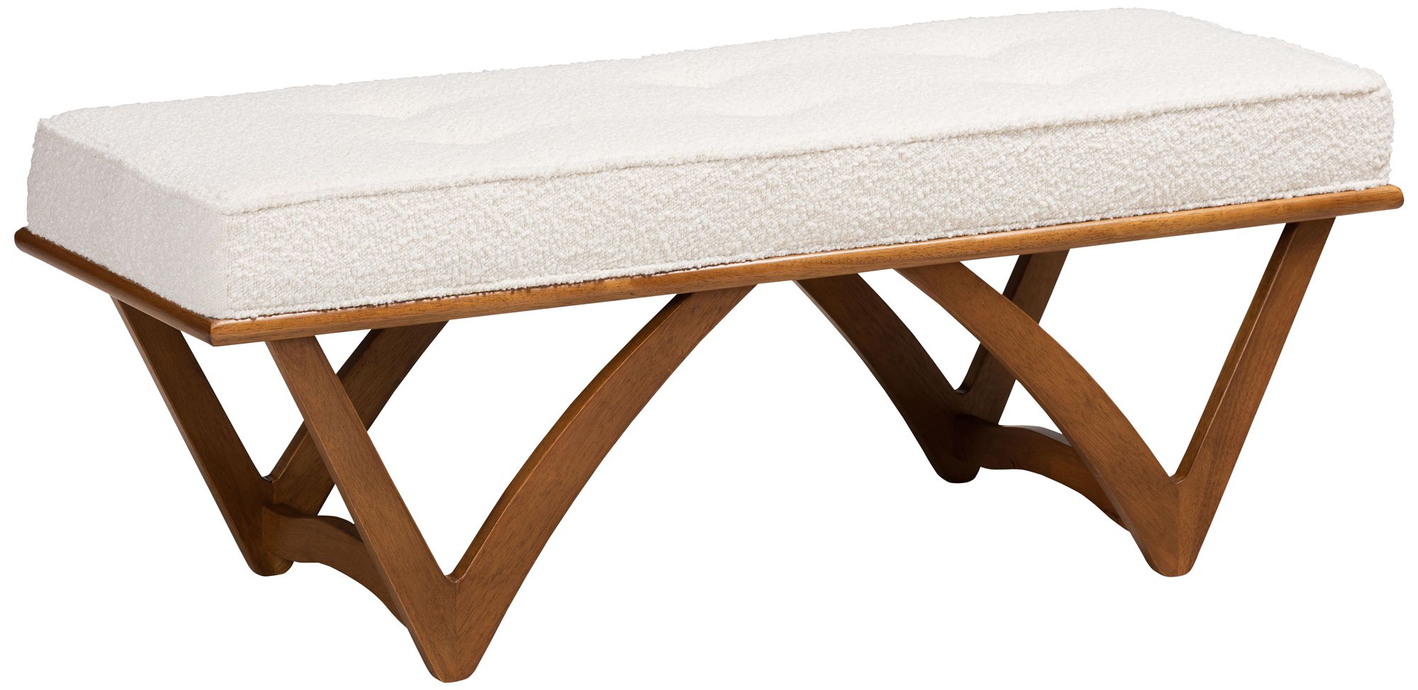 Image 2 Baxton Studio Chenoa Boucle Fabric Wood Bench