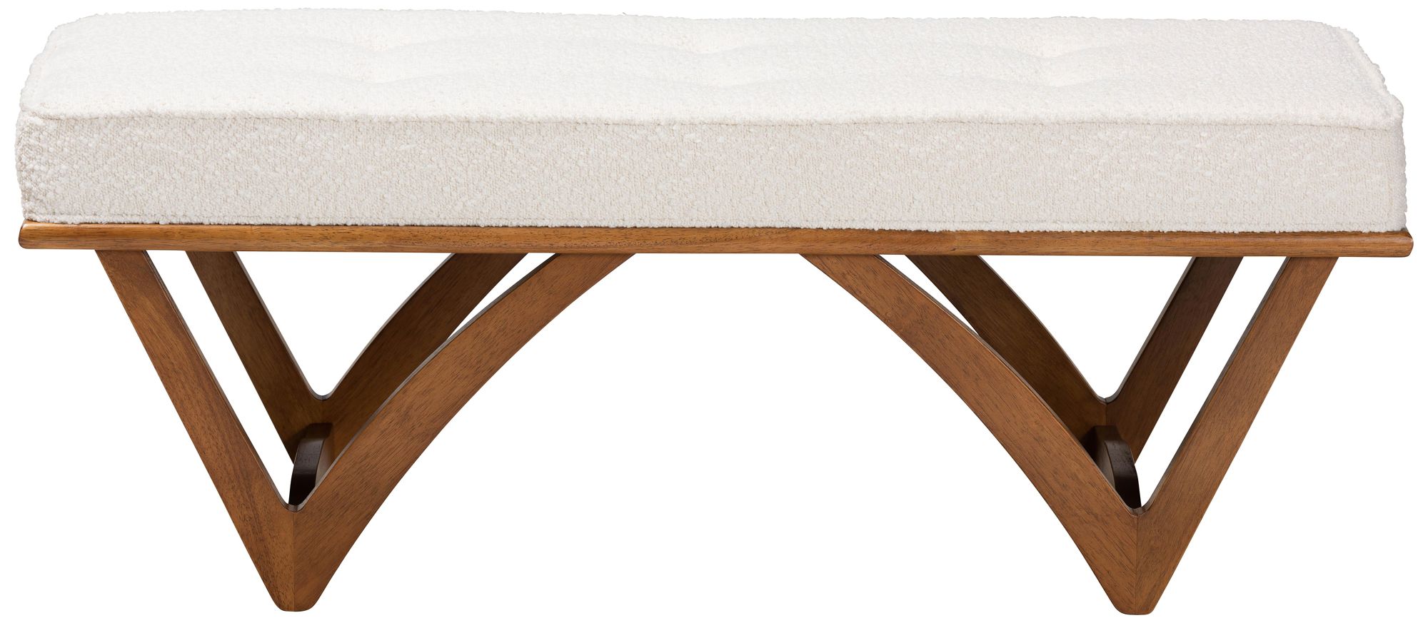 Image 3 Baxton Studio Chenoa Boucle Fabric Wood Bench more views