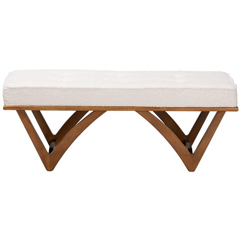 Image 3 Baxton Studio Chenoa Boucle Fabric Wood Bench more views