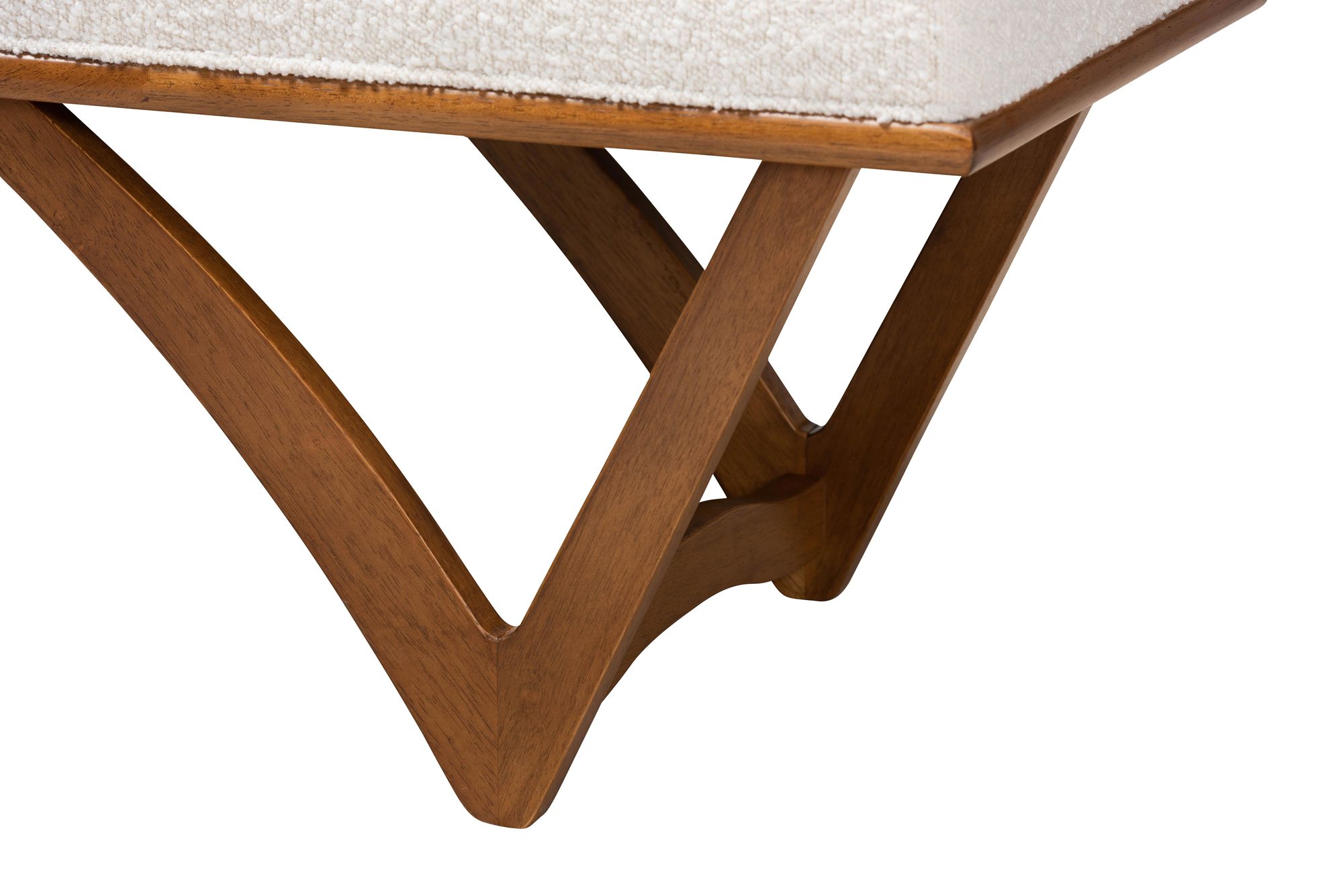 Image 5 Baxton Studio Chenoa Boucle Fabric Wood Bench more views