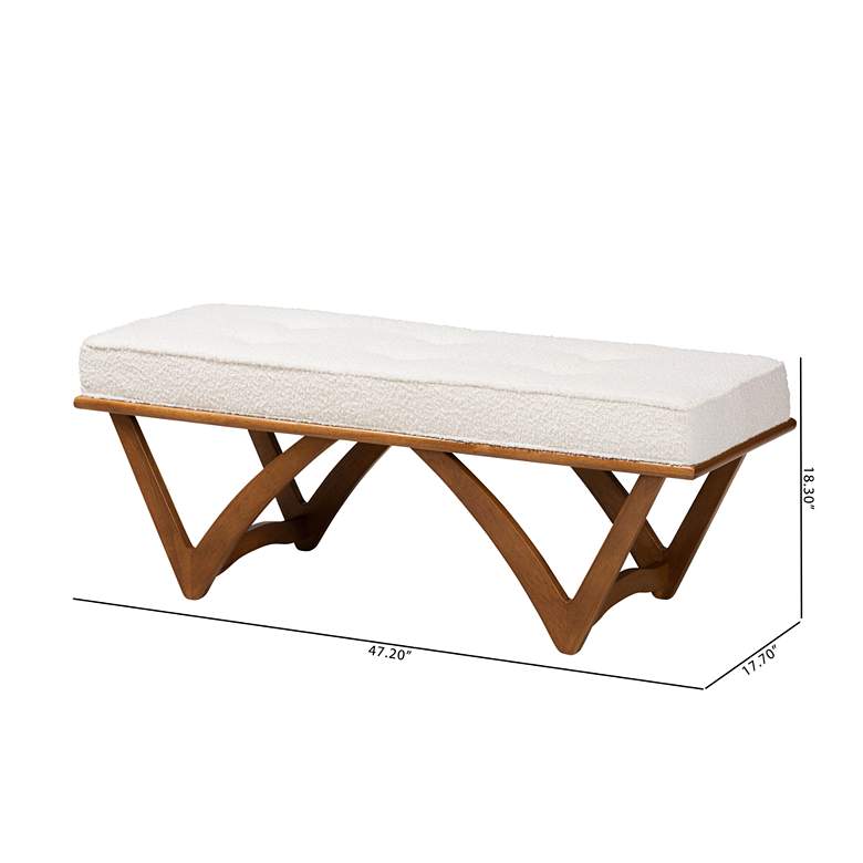 Image 7 Baxton Studio Chenoa Boucle Fabric Wood Bench more views