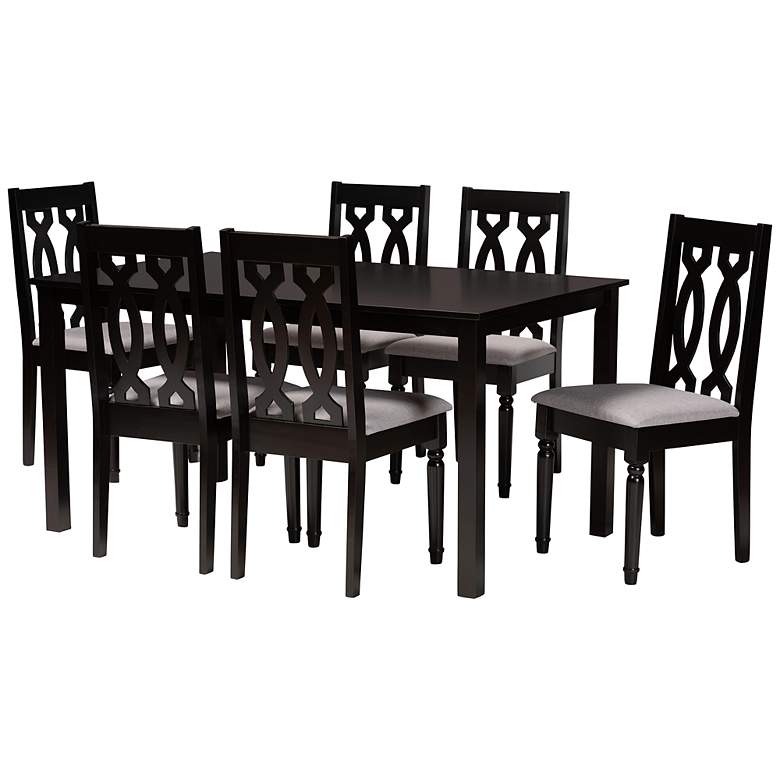 Image 2 Baxton Studio Cherese Dark Brown Wood 7-Piece Dining Set