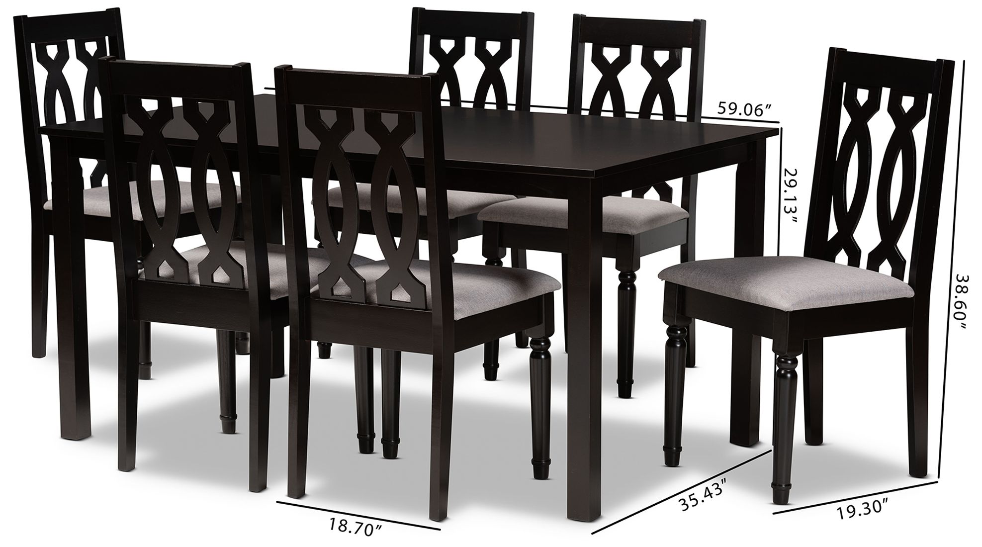 Baxton Studio Cherese Dark Brown Wood 7-Piece Dining Set in scene