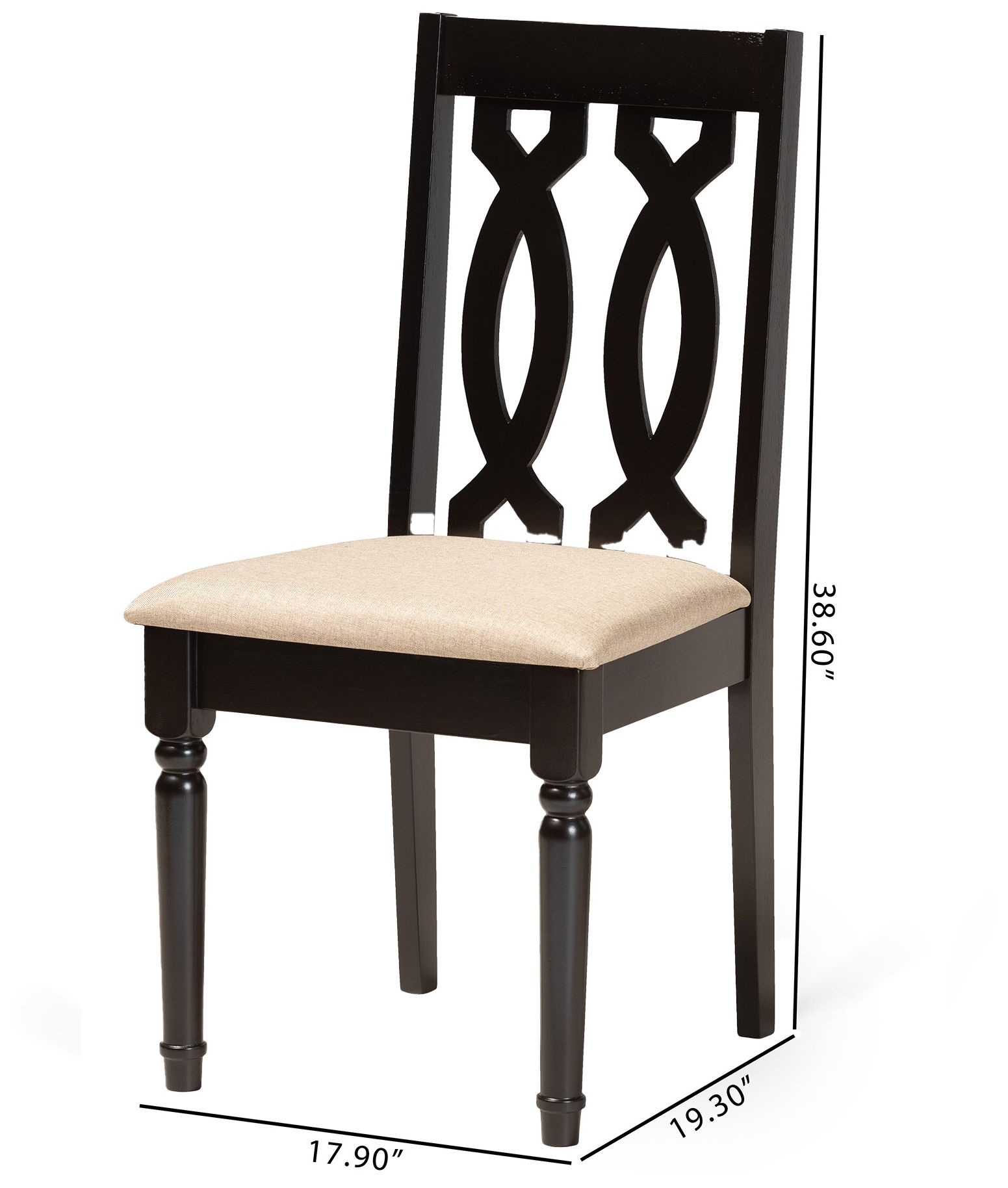 Image 7 Baxton Studio Cherese Sand Fabric Upholstered Wood 2-Piece Dining Chair Set more views