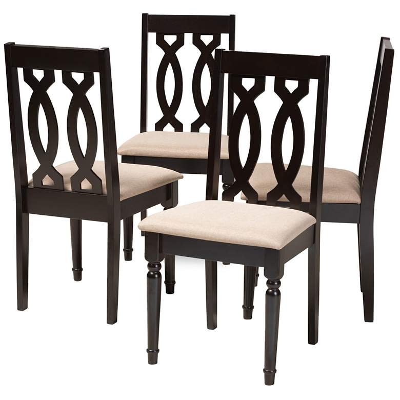 Image 1 Baxton Studio Cherese Sand Fabric Upholstered Wood Dining Chair