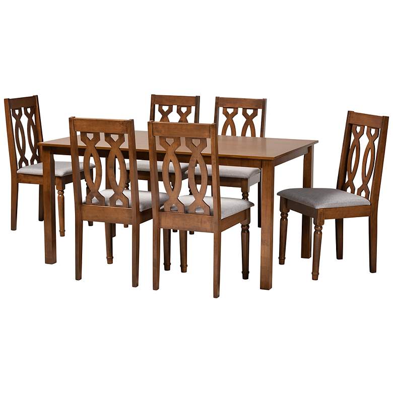 Image 2 Baxton Studio Cherese Walnut Brown 7-Piece Dining Set