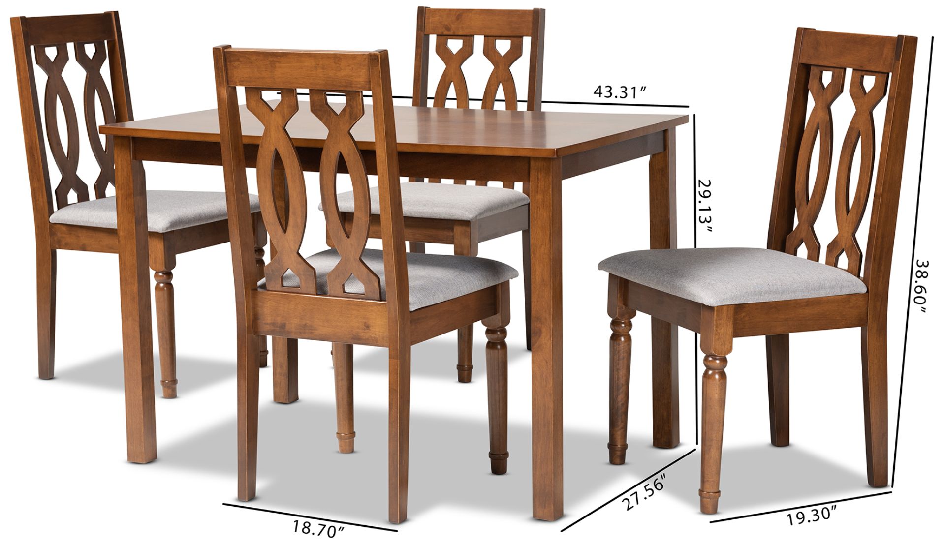 Baxton Studio Cherese Walnut Brown Wood 5-Piece Dining Set in scene