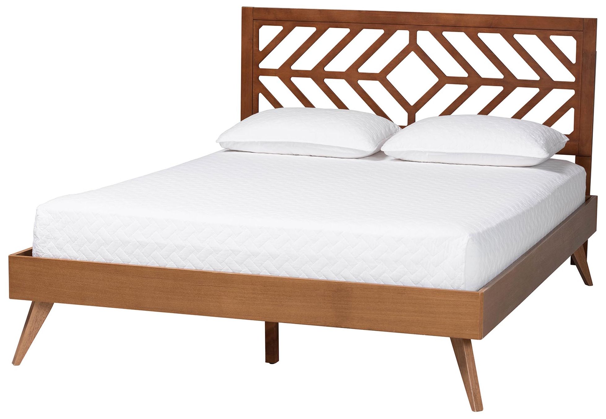 Image 2 Baxton Studio Chinedu Platform Bed - Mid-Century Modern Bed, Queen