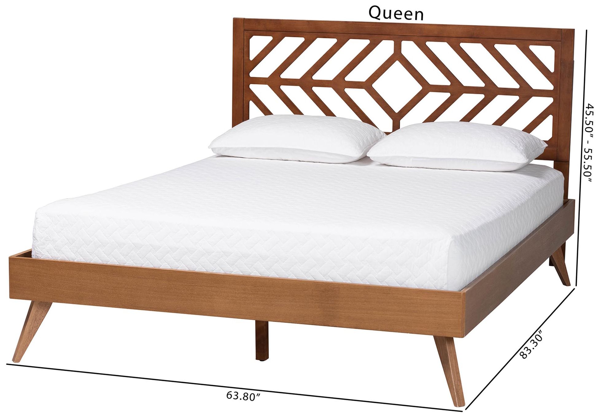 Baxton Studio Chinedu Platform Bed - Mid-Century Modern Bed, Queen