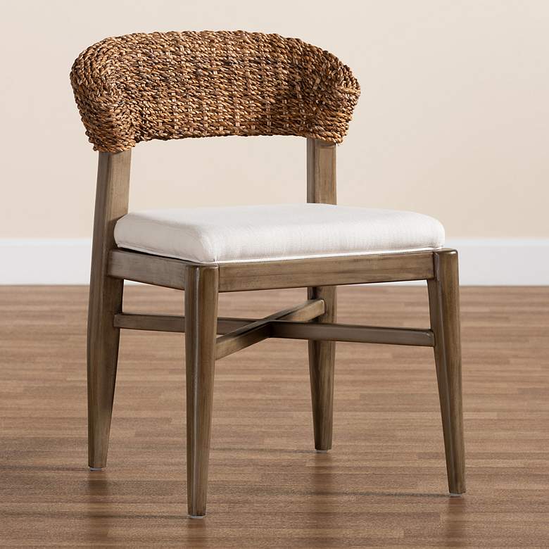 Image 1 Baxton Studio Chloe Walnut Brown Wood Rattan Dining Chair