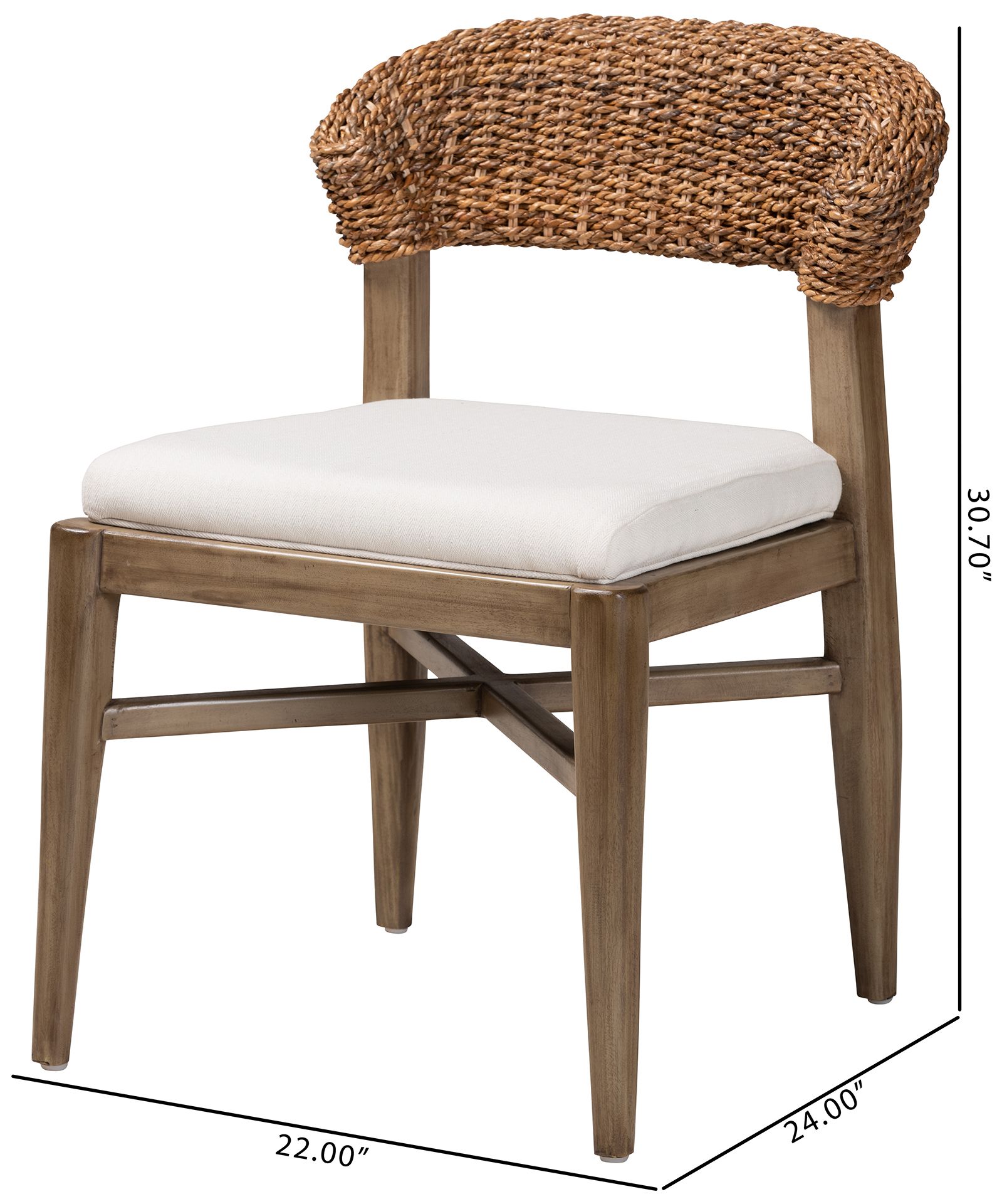 Baxton Studio Chloe Walnut Brown Wood Rattan Dining Chair