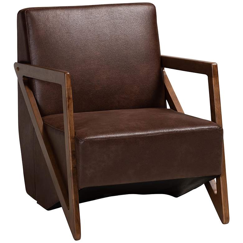 Image 2 Baxton Studio Christa Dark Brown Faux Leather Accent Chair