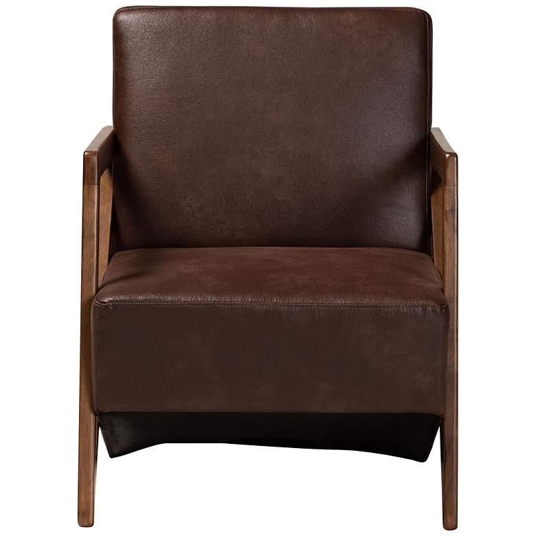 Image 6 Baxton Studio Christa Dark Brown Faux Leather Accent Chair more views