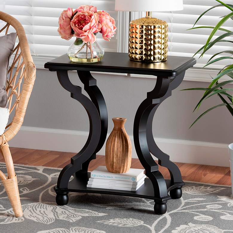 Image 1 Baxton Studio Cianna 22 inch Wide Black Wood End Table