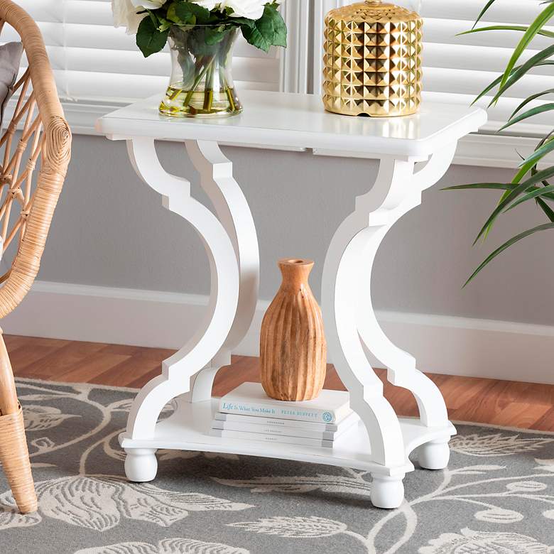 Image 1 Baxton Studio Cianna 22" Wide White Wood End Table