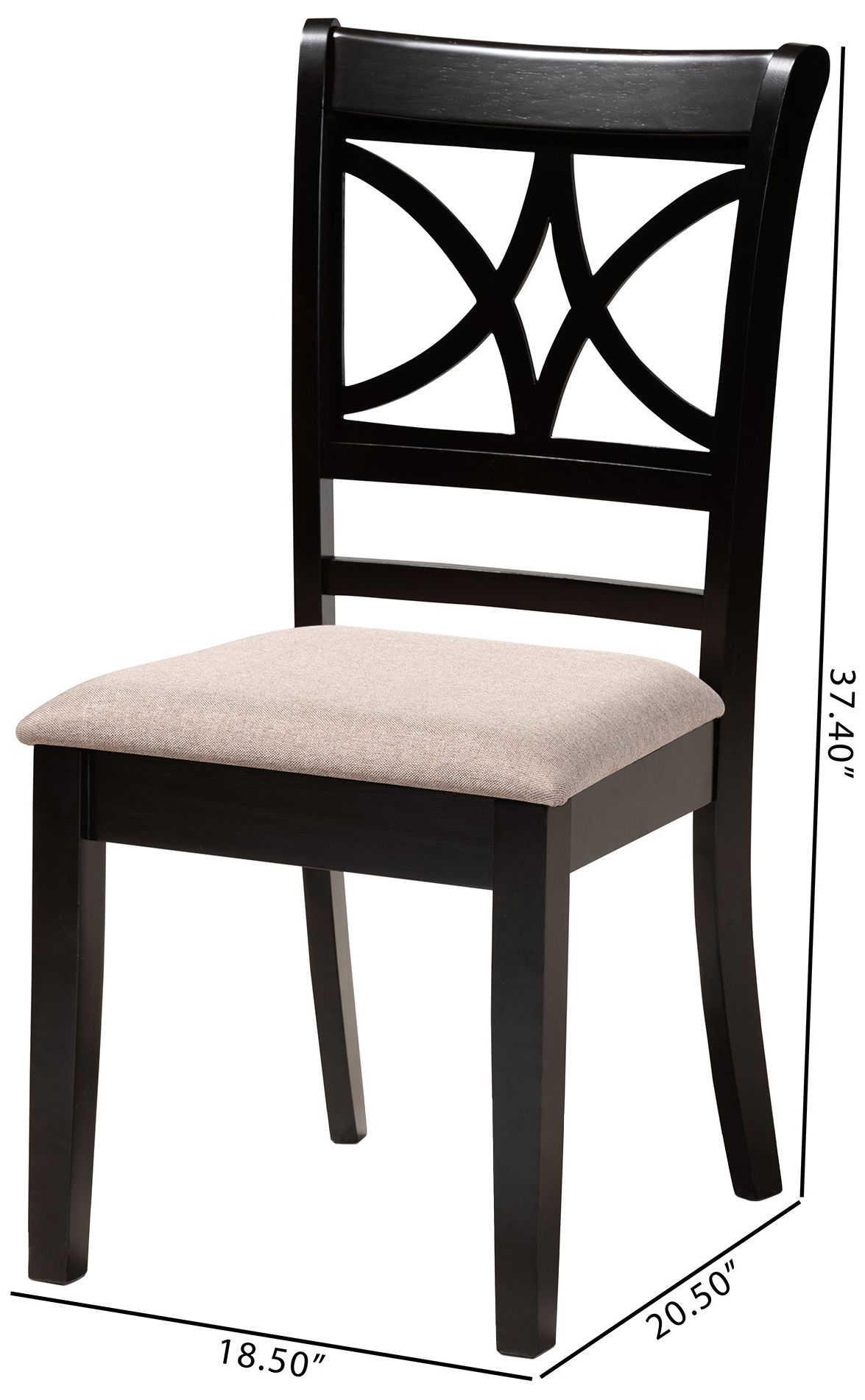 Image 6 Baxton Studio Clarke Sand Fabric Upholstered Wood 4-Piece Dining Chair Set more views