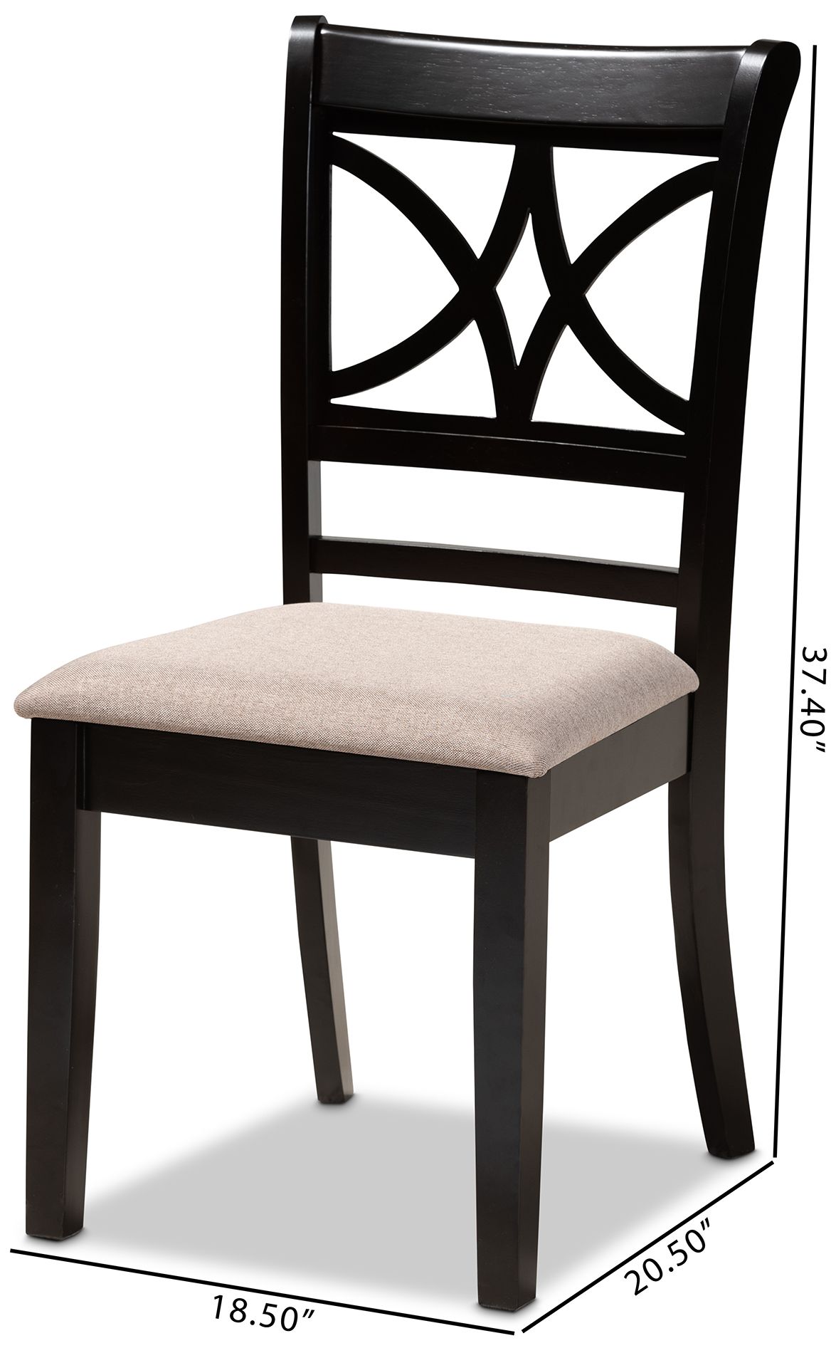 Baxton Studio Clarke Sand Fabric Upholstered Wood 4-Piece Dining Chair Set