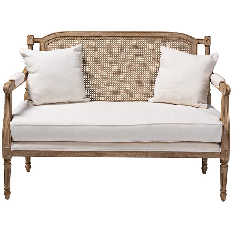 Image 3 Baxton Studio Clemence 48 3/4"W Ivory and Oak Wood Loveseat more views