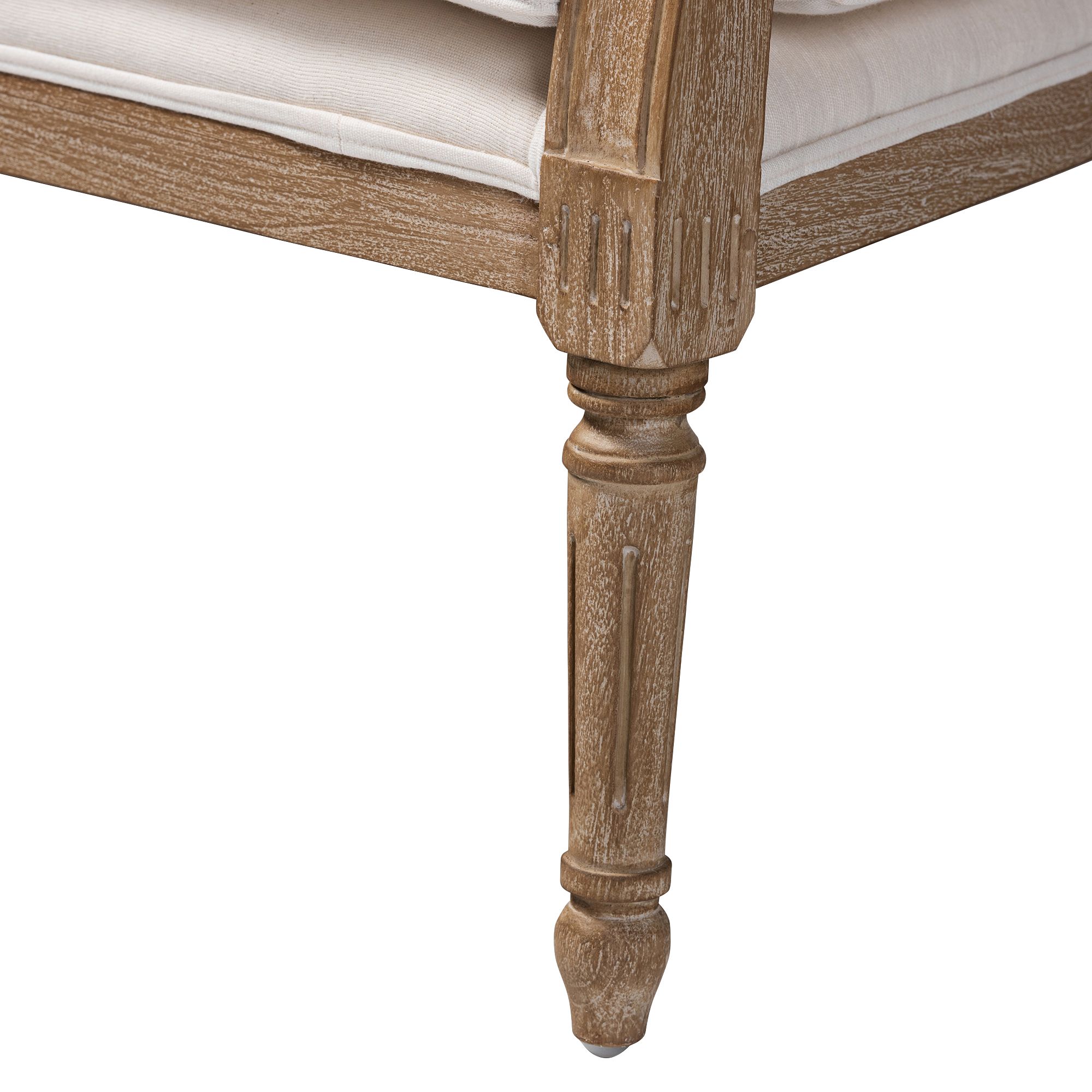 Baxton Studio Clemence 48 3/4"W Ivory and Oak Wood Loveseat