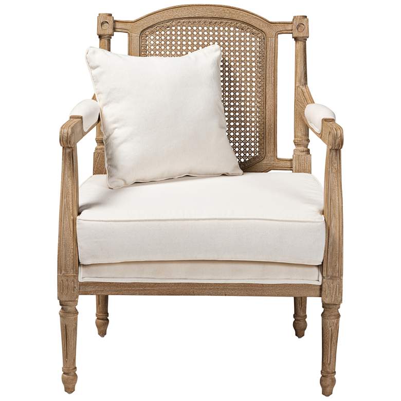 Image 3 Baxton Studio Clemence Ivory Fabric and Oak Wood Armchair more views