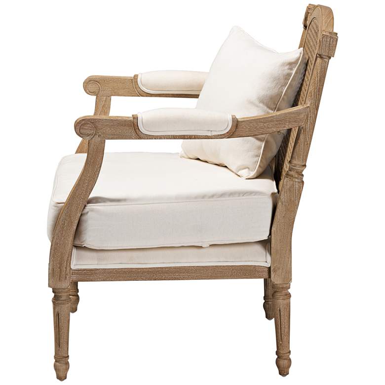 Image 4 Baxton Studio Clemence Ivory Fabric and Oak Wood Armchair more views