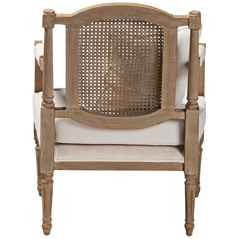 Image 5 Baxton Studio Clemence Ivory Fabric and Oak Wood Armchair more views