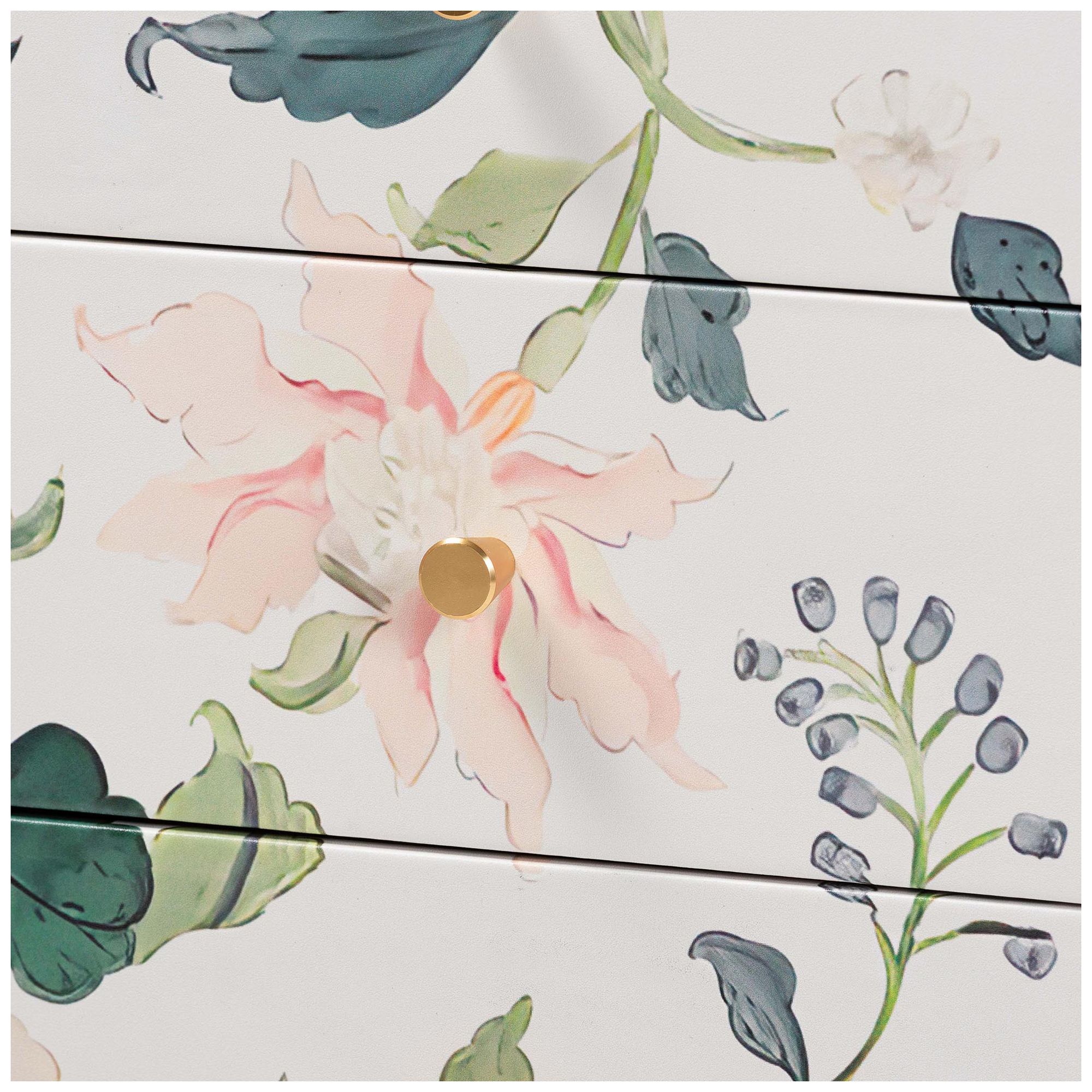 Image 7 Baxton Studio Connery Floral  End Table - 3-Drawer Storage Cabinet more views