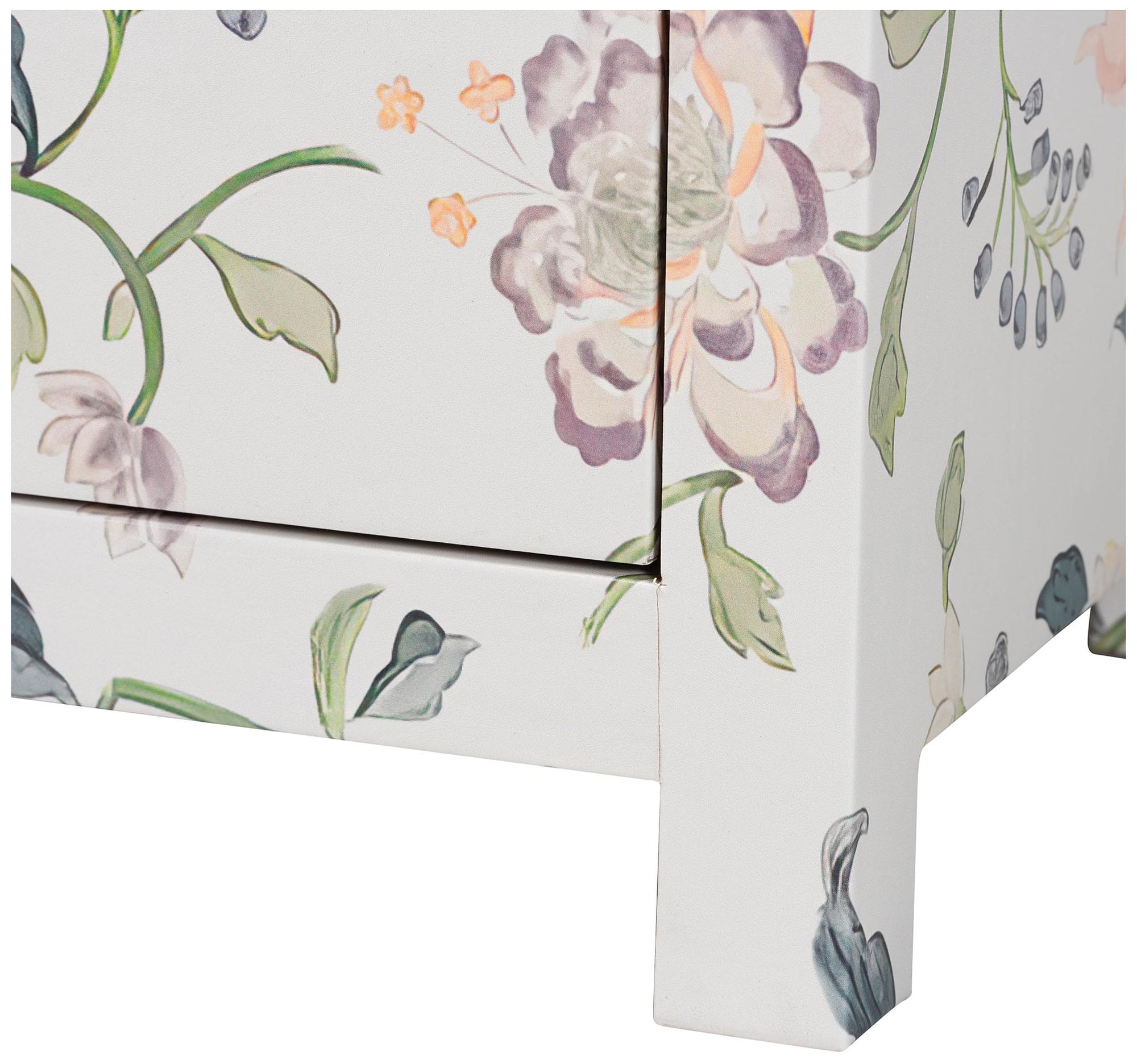 Baxton Studio Connery Floral  End Table - 3-Drawer Storage Cabinet